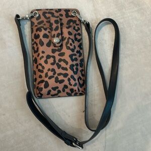 Leopard print phone/credit card crossbody